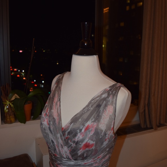 NWT Amsale Sz 6 Floral Print Silk Chiffon Gown - Picture 6 of 8